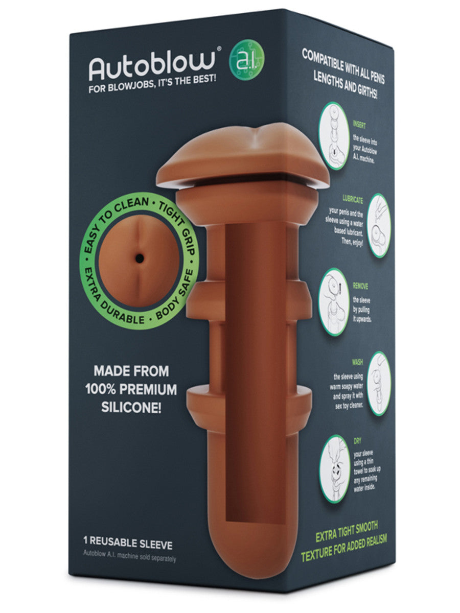 Autoblow A.I. Silicone Anus Sleeve - Brown - Club X